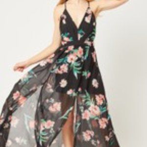 Black Floral Light Airy Maxi Dress